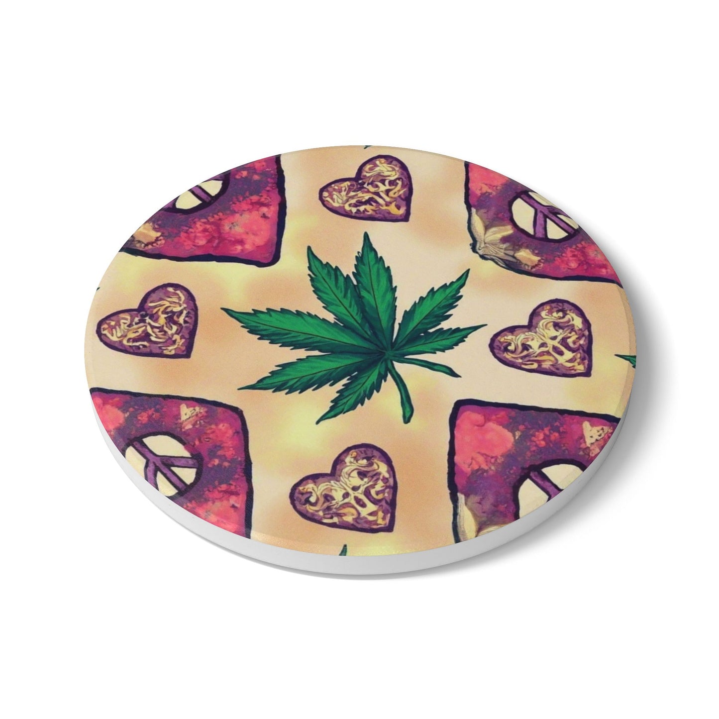 Bohemian Peace Coaster - Psychedelic Home Decor, Unique Housewarming Gift, Boho Wall Art, Eco-Friendly Table Accessory