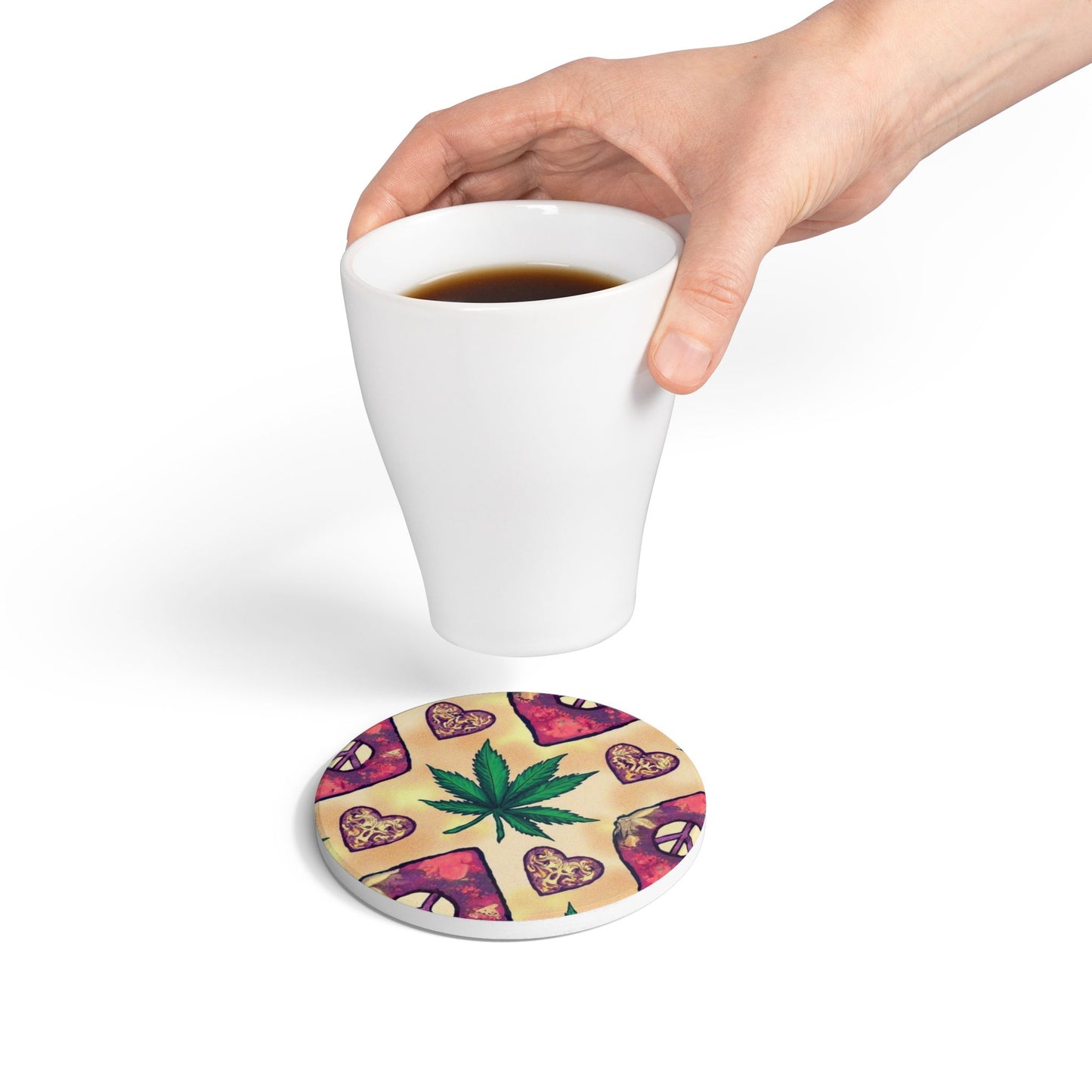 Bohemian Peace Coaster - Psychedelic Home Decor, Unique Housewarming Gift, Boho Wall Art, Eco-Friendly Table Accessory